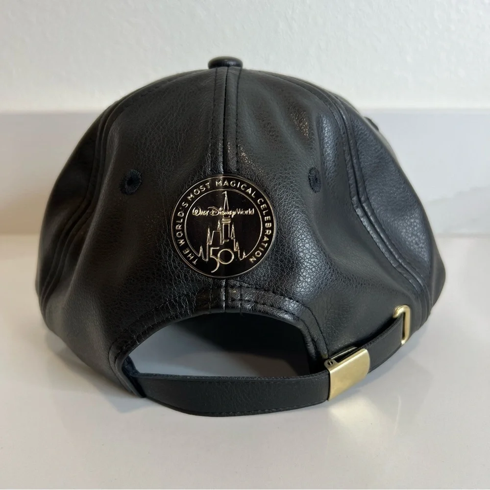 Disney Black Embossed Leather-Look Baseball Cap